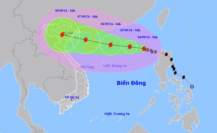 Bão số 3 có thể đi vào vịnh Bắc Bộ trong những ngày tới. (Nguồn: NCHMF)