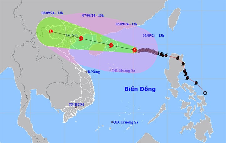 Sáng 5/9, bão số 3 đã đạt cấp siêu bão. (Nguồn: NCHMF)