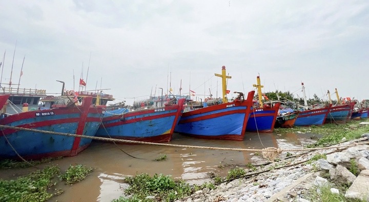 Tàu thuyền của ngư dân Nam Định đã về nơi neo đậu an toàn. (Ảnh: VOV.VN)