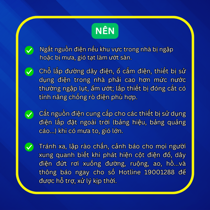 EVNHANOI khuyến cáo người dân sử dụng điện an toàn khi mưa bão