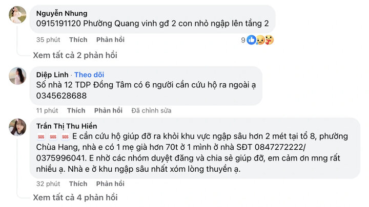 Nhiều người dân Thái Nguyên cầu cứu, tìm kiếm sự hỗ trợ trên mạng xã hội. (Ảnh: Chụp màn hình)