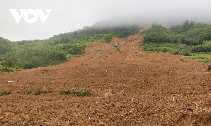 Điểm sạt lở tại xã Yên Lạc, huyện Nguyên Bình.