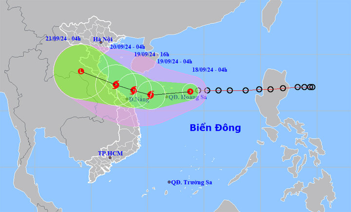 Dự báo đường đi và cường độ của áp thấp nhiệt đới. (Nguồn: NCHMF)