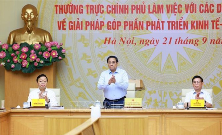 Thủ tướng Phạm Minh Chính chủ trì Hội nghị. (Ảnh: Dương Giang/TTXVN)