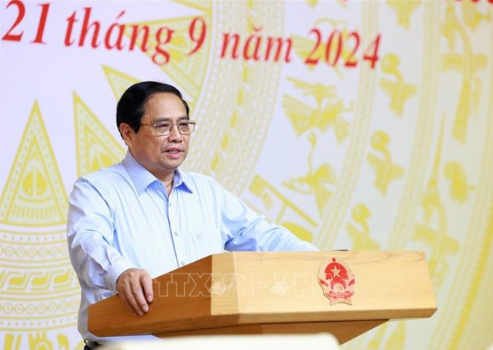 Thủ tướng Phạm Minh Chính chủ trì hội nghị. (Ảnh: Dương Giang/TTXVN)