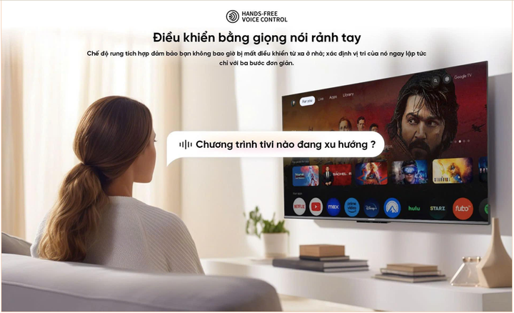 Điều khiển bằng giọng nói tay cùng chế độ rung tích hợp đảm bảo bạn không bao giờ bị mất điều khiển ở nhà, dễ dàng xác định vị trí remote bị thất lạc chỉ với ba bước.