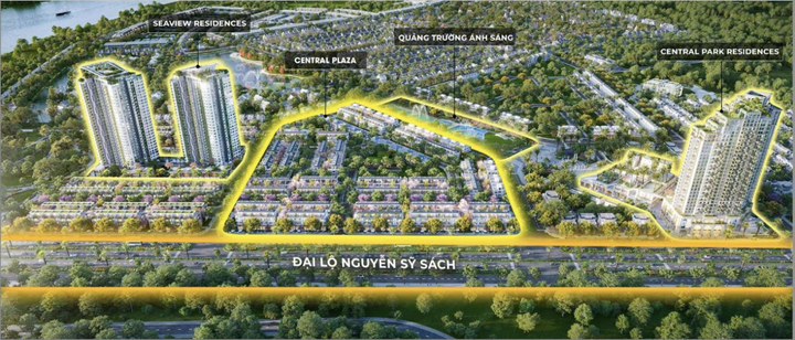 Central Plaza giáp đại lộ Nguyễn Sỹ Sách kéo dài có chỉ giới đường đỏ rộng tới 70m.