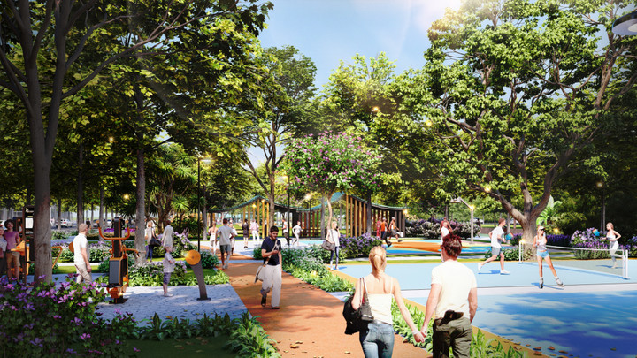 Tổ hợp thể thao ven quốc lộ 1A là không gian thư giãn lý tưởng của cư dân. (Ảnh phối cảnh minh họa)