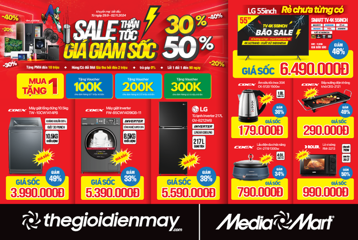 Siêu thị điện máy Media Mart 'Sale thần tốc - giảm giá sốc' đến 50% - 1