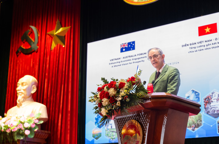 Tiến sĩ Adam McCarty chia sẻ tham luận.