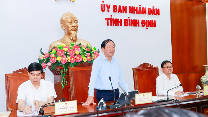 Chủ tịch UBND tỉnh Phạm Anh Tuấn phát biểu tại hội nghị.