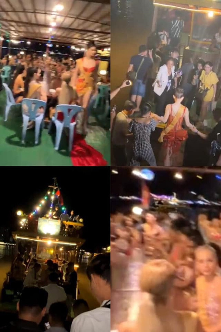 Ông Nawat và các thí sinh trong hoạt động trên du thuyền.