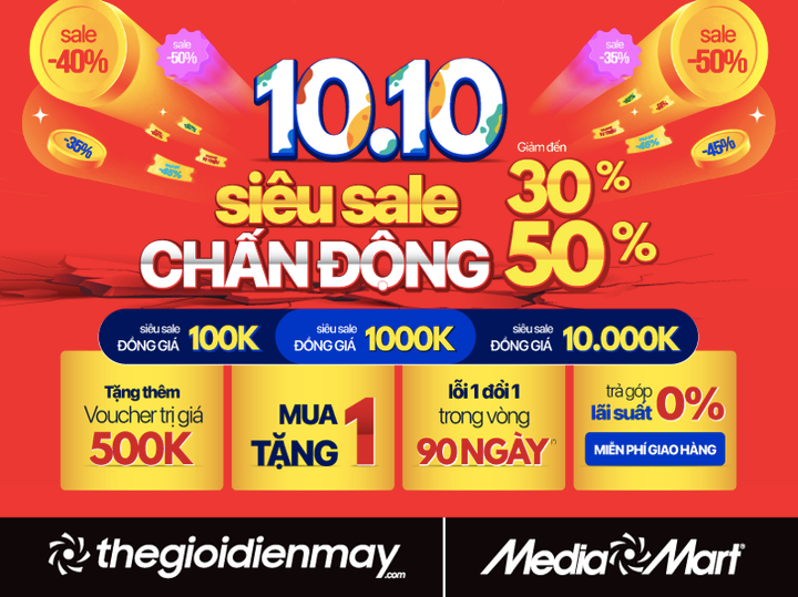 10/10 bùng nổ - MediaMart siêu sale chấn động đến 50% - 1