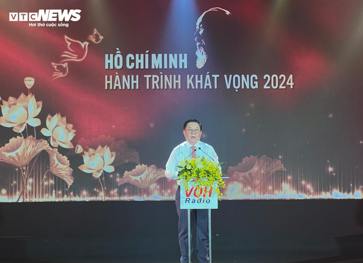 Ông Nguyễn Trọng Nghĩa, Ủy viên Bộ Chính trị, Bí thư Trung ương Đảng, Trưởng Ban Tuyên giáo Trung ương phát biểu tại chương trình. (Ảnh: Hoàng Thọ)