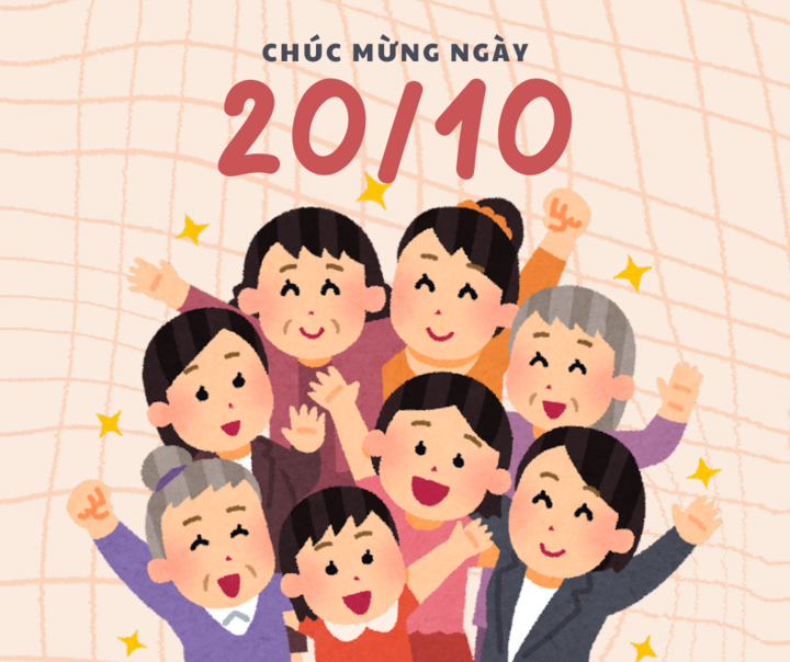 Tấm thiệp với hình minh họa dễ thương chúc mừng ngày 20/10.