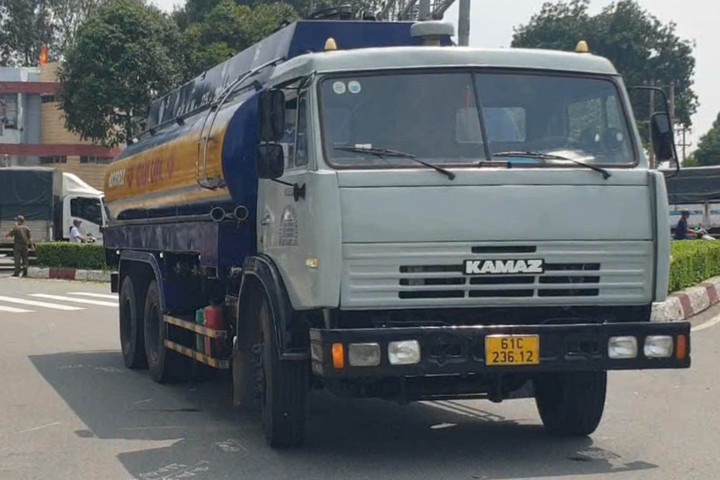 Chiếc xe bồn liên quan vụ tai nạn.