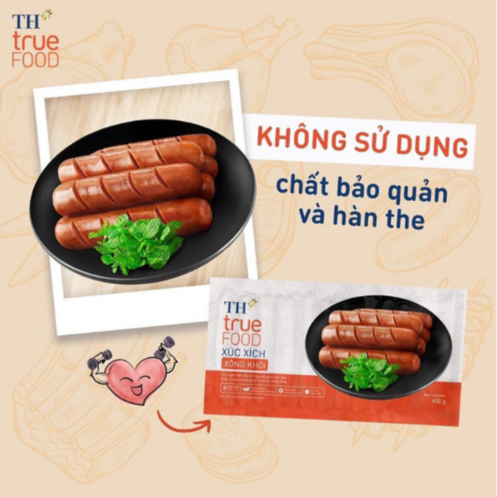 Xúc xích TH true FOOD cam kết không chất bảo quản và hàn the.