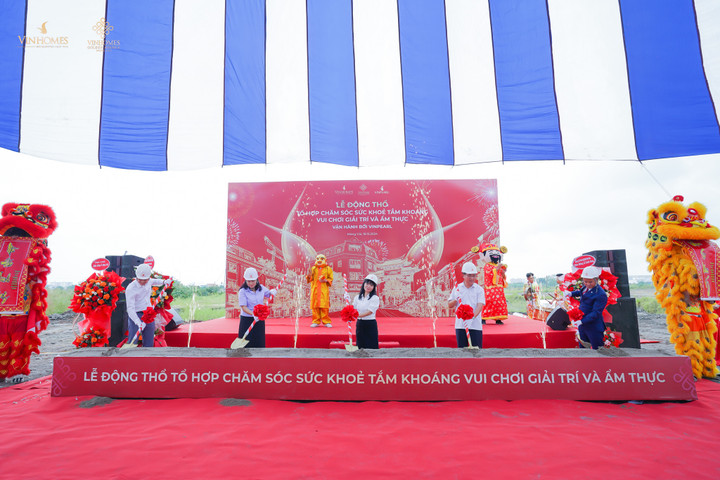 Lễ động thổ Tổ hợp chăm sóc sức khoẻ tắm khoáng, vui chơi giải trí và ẩm thực lớn nhất miền Bắc tại Vinhomes Golden Avenue.