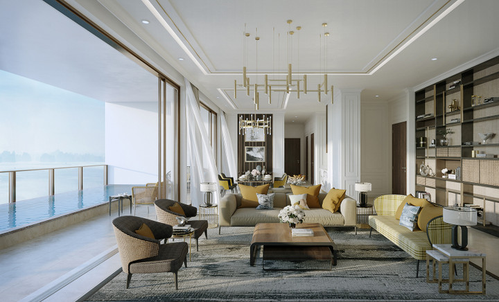 “Biệt thự trên không” Sky Residences của InterContinental Residences Halong Bay. (Ảnh: BIM Land)