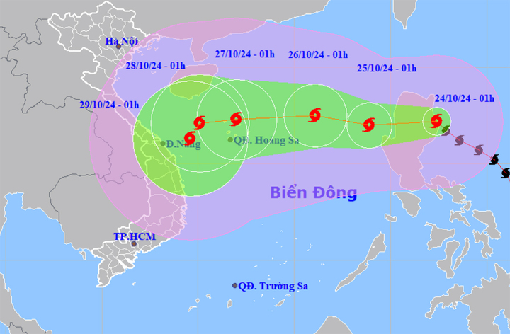 Hôm nay 24/10, bão Trami sẽ đi vào Biển Đông. (Nguồn: NCHMF)