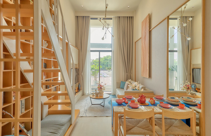 Căn hộ mẫu 55m2, diện tích hữu dụng lên đến hơn 91m2.