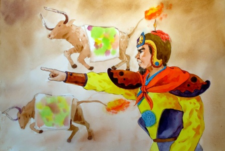 Trâu lửa - trận đánh gắn liền tên tuổi của Nguyễn Hữu Cầu. (Ảnh minh hoạ)