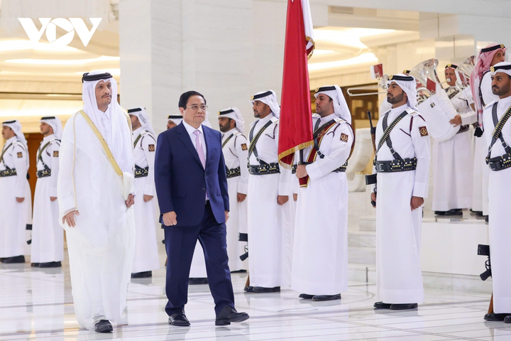 Thủ tướng Phạm Minh Chính và Thủ tướng Nhà nước Qatar Sheikh Mohammed bin Abdulrahman bin Jasim Al-Thani.