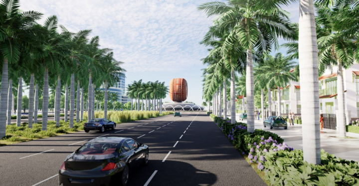 Biểu tượng trống Đọi Tam là điểm nhấn nổi bật của khu đô thị.