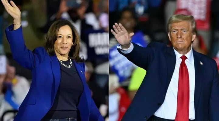 Phó tổng thống Mỹ Kamala Harris đang bám sát cựu Tổng thống Donald Trump. (Ảnh: Getty)