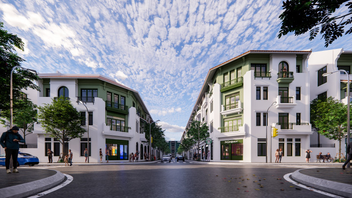 Townhouse phân khu Kim Tiền mặt tiền 4m gồm 2 loại có chiều cao 4,5 tầng và 3,5 tầng.