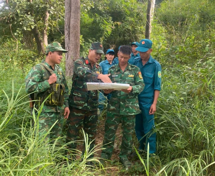 Lực lượng chức năng tìm kiếm tại Vườn Quốc gia Yok Đôn. Ảnh: Minh Hoàng