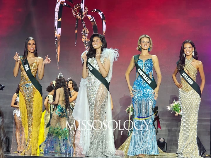 Top 4 Miss Earth 2024 gồm người đẹp Mỹ, Peru, Australia và Iceland.