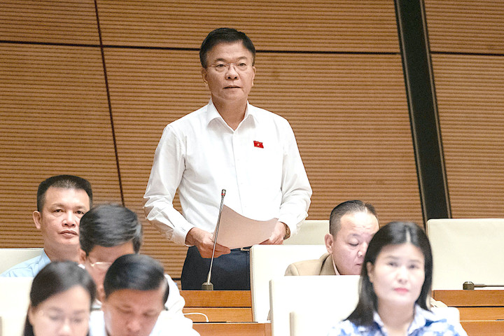 Phó Thủ tướng Lê Thành Long làm rõ một số vấn đề trước Quốc hội sáng nay.