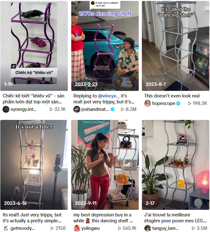 Chiếc kệ "nhún nhảy" từng gây sốt trên TikTok. (Ảnh chụp màn hình)