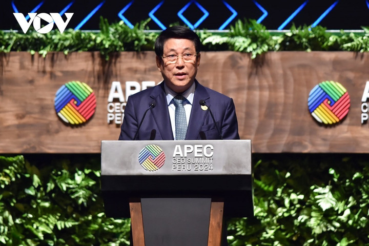 Chủ tịch nước Lương Cường phát biểu tại Hội nghị Thượng đỉnh Doanh nghiệp APEC.