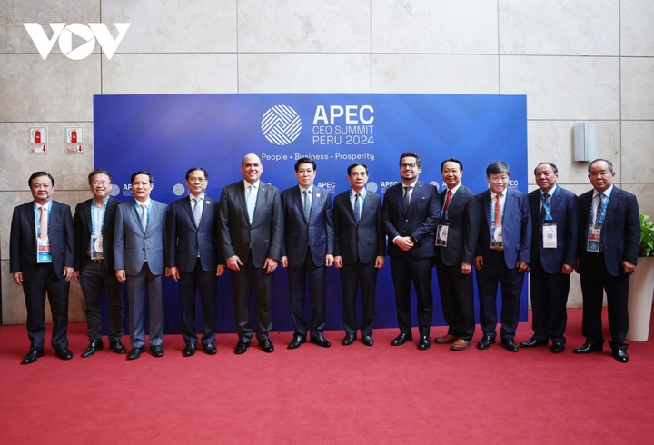 Chủ tịch nước Lương Cường chụp ảnh cùng các doanh nghiệp dự Hội nghị.