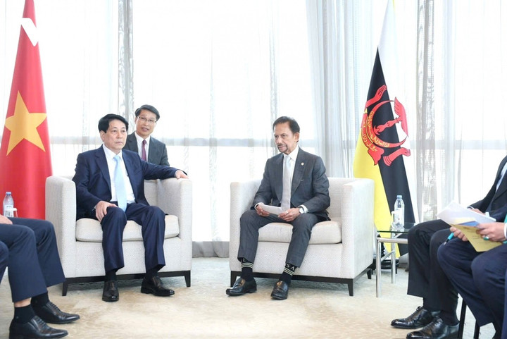 Chủ tịch nước Lương Cường hội kiến Quốc vương Brunei bên lề Tuần lễ cấp cao APEC.