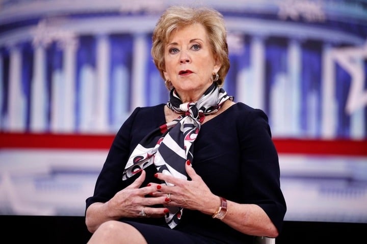 Bà Linda McMahon, cựu CEO của WWE và là một trong những nhà tài trợ lớn nhất cho chiến dịch tranh cử năm 2024 của ông Trump. (Ảnh: Reuters)