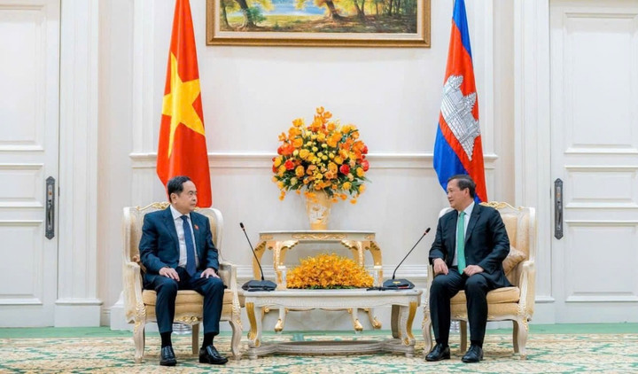 Chủ tịch Quốc hội Trần Thanh Mẫn hội kiến Thủ tướng Campuchia Samdech Hun Manet