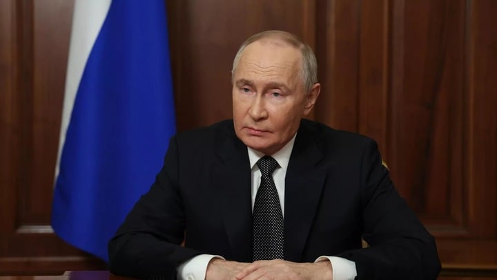 Tổng thống Nga Putin thông điệp về việc sử dụng tên lửa đạn đạo Oreshnik ở Ukraine. (Ảnh: Sputnik)