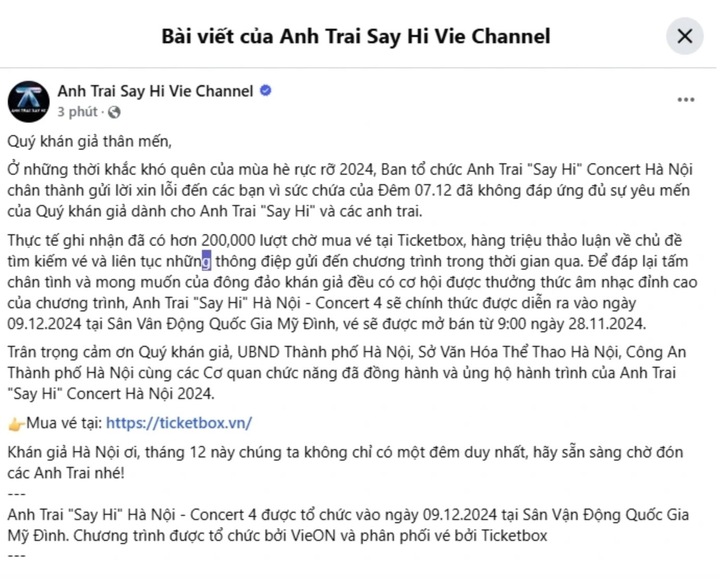 BTC 'Anh trai say hi' công bố có thêm concert 4 tại Hà Nội vào ngày 9/12 - 1