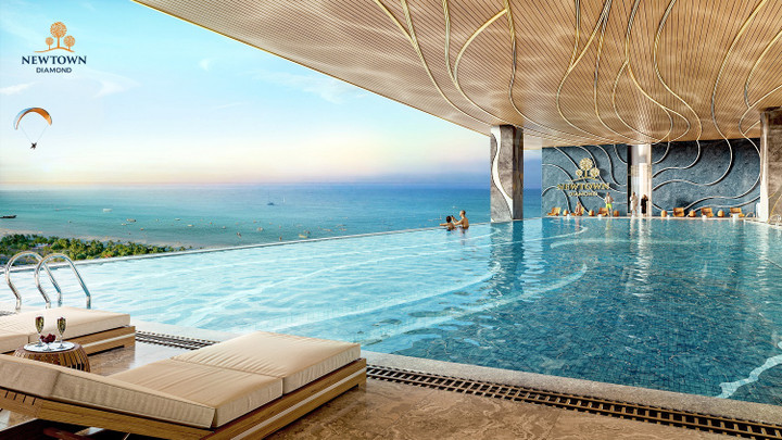 Thư giãn nơi bể bơi vô cực với tầm view xa tận chân trời tại tổ hợp căn hộ cao cấp Newtown Diamond.