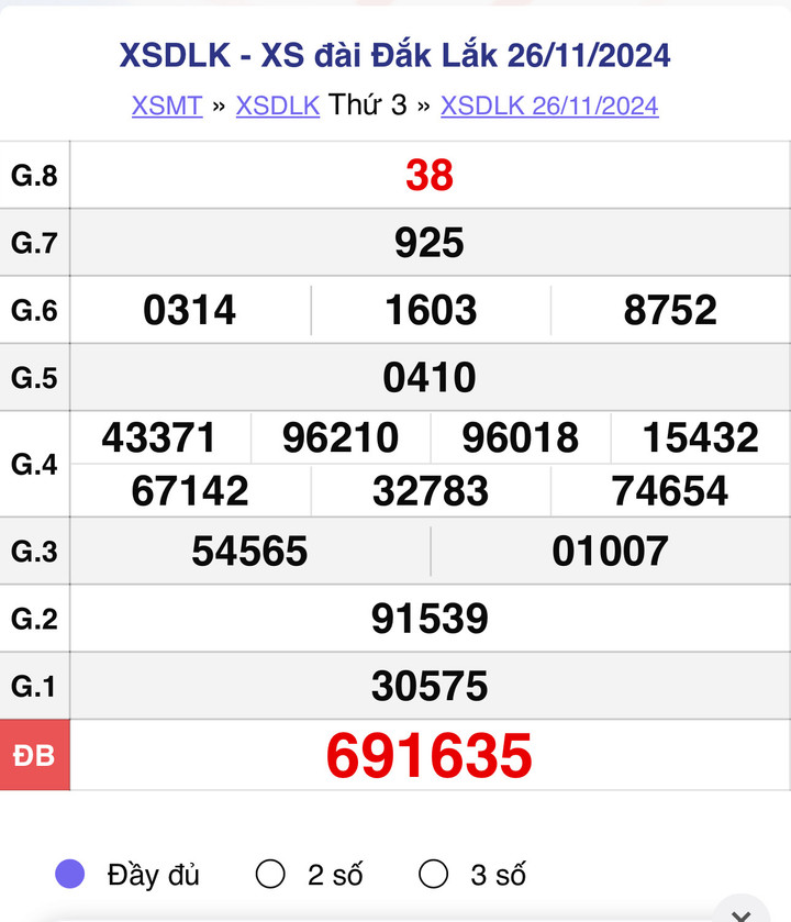 XSDLK 26/11, kết quả xổ số Đắk Lắk hôm nay 26/11/2024.