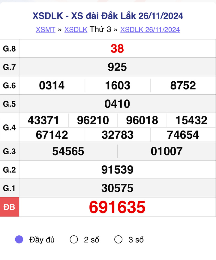 XSDLK 26/11, kết quả xổ số Đắk Lắk hôm nay 26/11/2024.