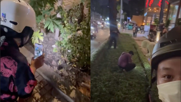 Nhiều bạn trẻ tìm từng bụi cây, hàng rào để "săn" bằng được đồng xu Jagat. (Ảnh chụp màn hình)