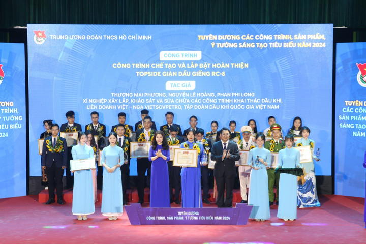 Công trình "Giải pháp vận hành Nhà máy GPP Cà Mau ở chế độ EC khi lưu lượng thấp hơn 110KSM3/HR" của Đoàn Thanh niên Tổng công ty Khí Việt Nam (PV GAS) được tuyên dương.