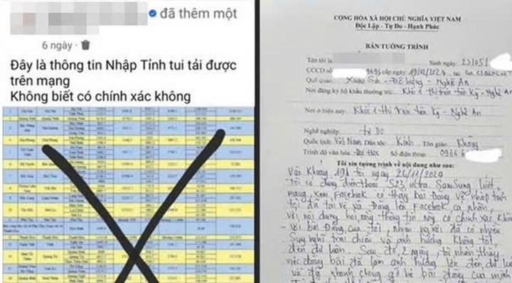 Nội dung sai sự thật được L.V.T và N.V.M chia sẻ lên mạng xã hội