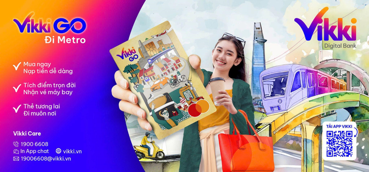 VikkiGO - thẻ ngân hàng số đầu tiên được dùng để thanh toán khi đi tuyến Metro số 1 tại TP.HCM.