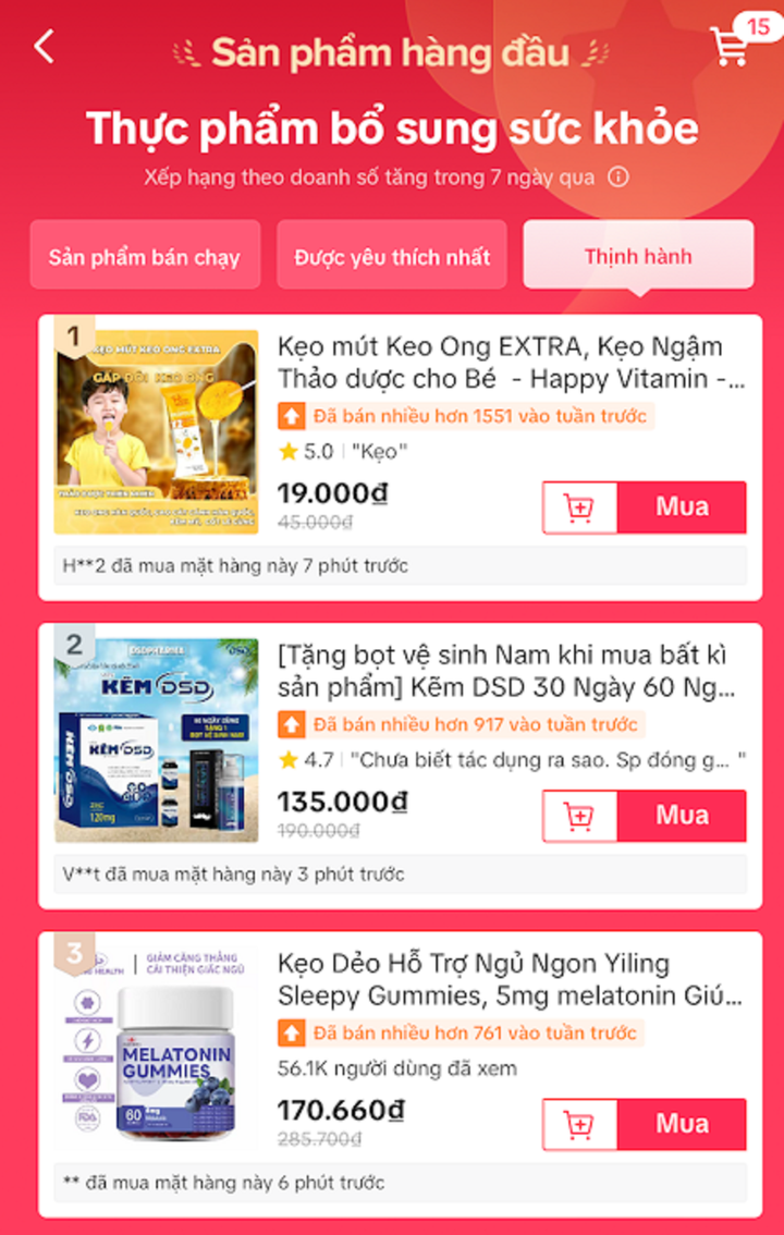 Kẹo mút keo ong extra cát cánh lê gừng đứng top 1 sản phẩm thịnh hành nhất Tiktokshop chỉ sau 7 ngày mở bán.