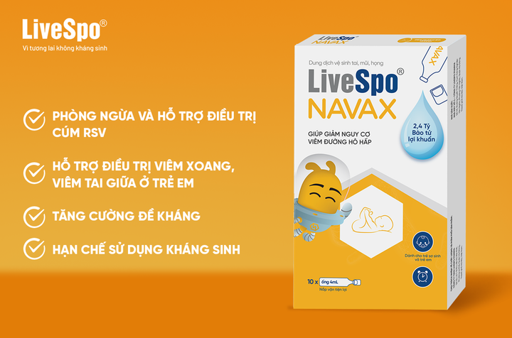 LiveSpo NAVAX bảo vệ đường hô hấp cho trẻ, an toàn cho trẻ sơ sinh và bà bầu.
